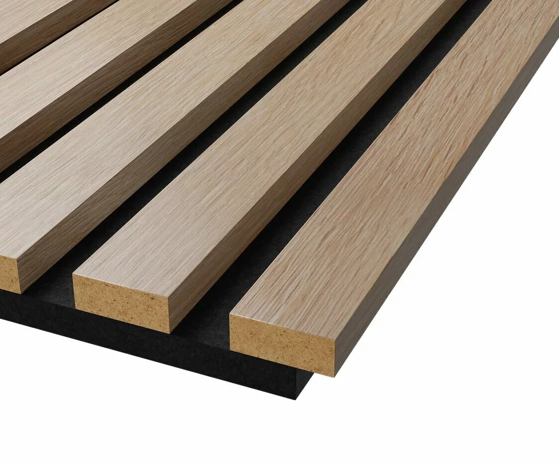 МДФ стеновая панель акустическая Cosca Decor Сканди Ясень Тирамису черный войлок 2750×600×19